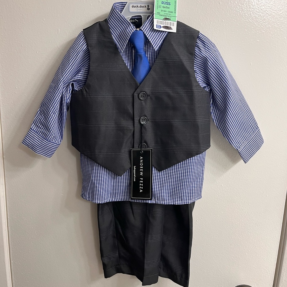 4 pc Pinstripe Suit Set 6 to 9 months